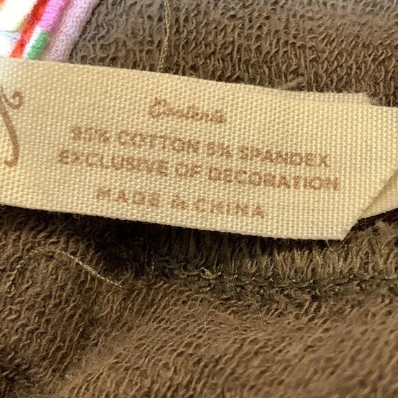 Matilda Jane Small Scouts Honor Pants with floral stitching on one leg - Picture 11 of 12